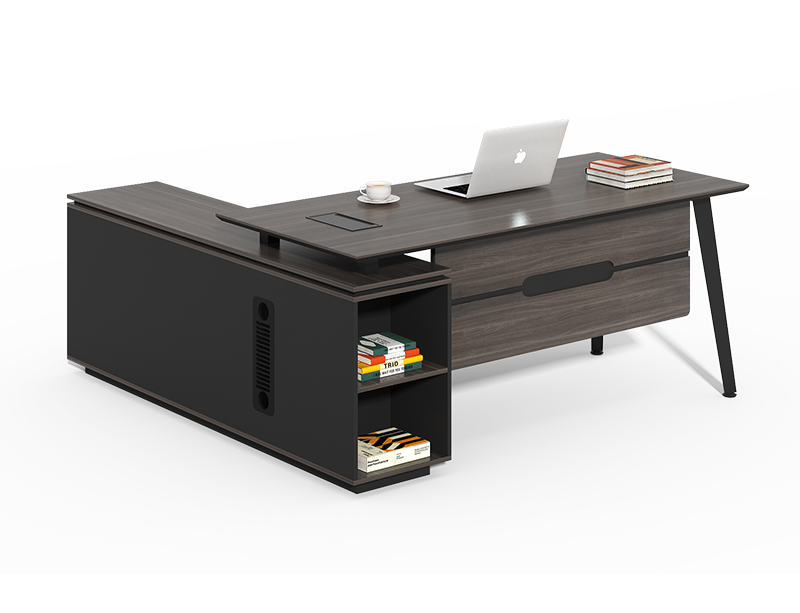 China Office Furniture Factory Modern Black L Shaped Executive Desk For Sale CF-HM1618C