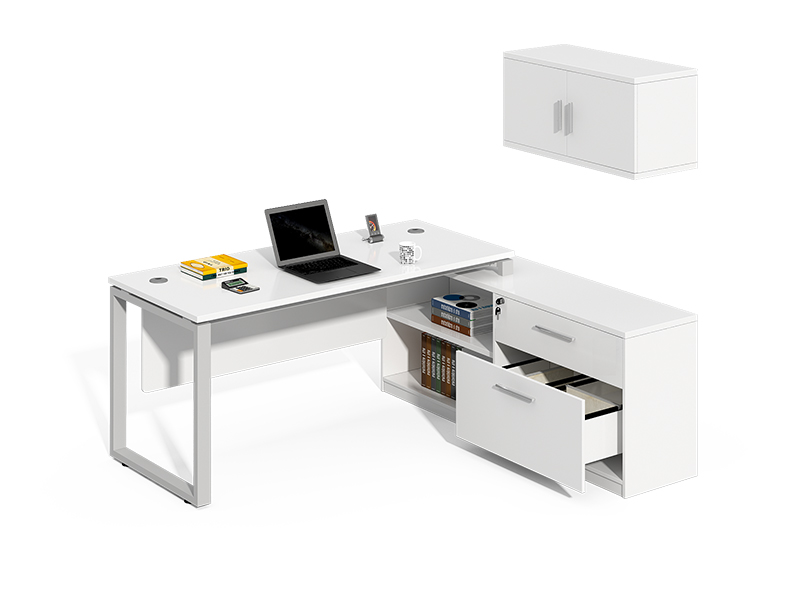 China Manufacturer white furniture big boss executive office desk with hanging cabinet CF-LY1616W
