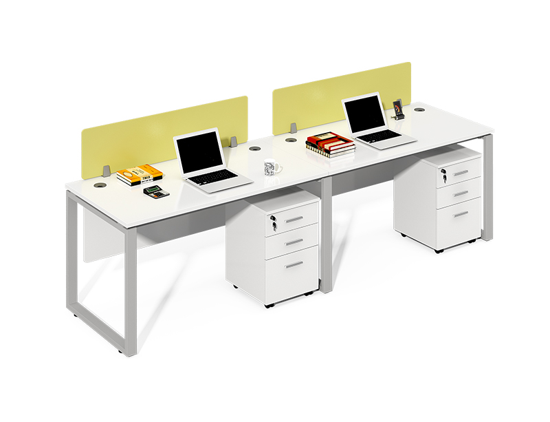 Grey Frame One Sided 2 Person Workstation with Screens CF-LY2406W