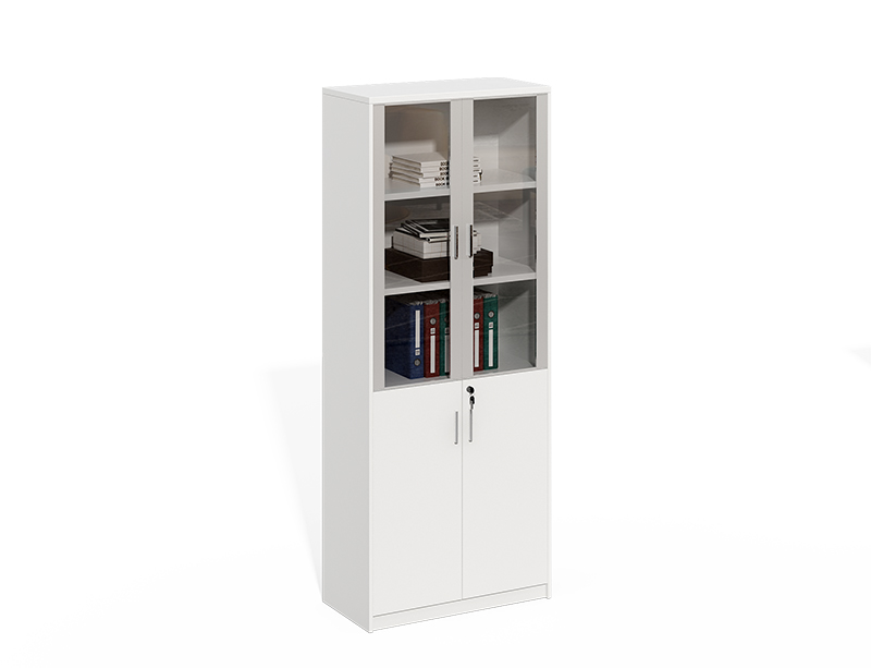 White Aluminum Frame With Glass Door File Cabinet With Lock CF-LY0820E