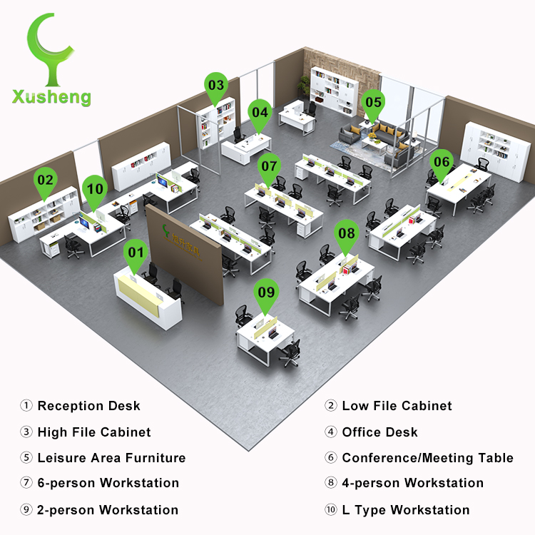 What kind of furniture is needed for the office reception and coffee break areas?cid=4