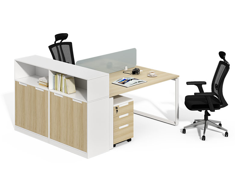 2 Person Computer Desk With Bookshelf