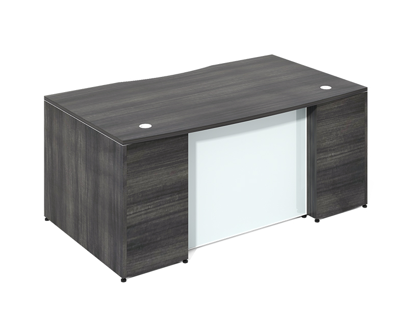 Custom Small Front Glass Computer Desk With Drawers