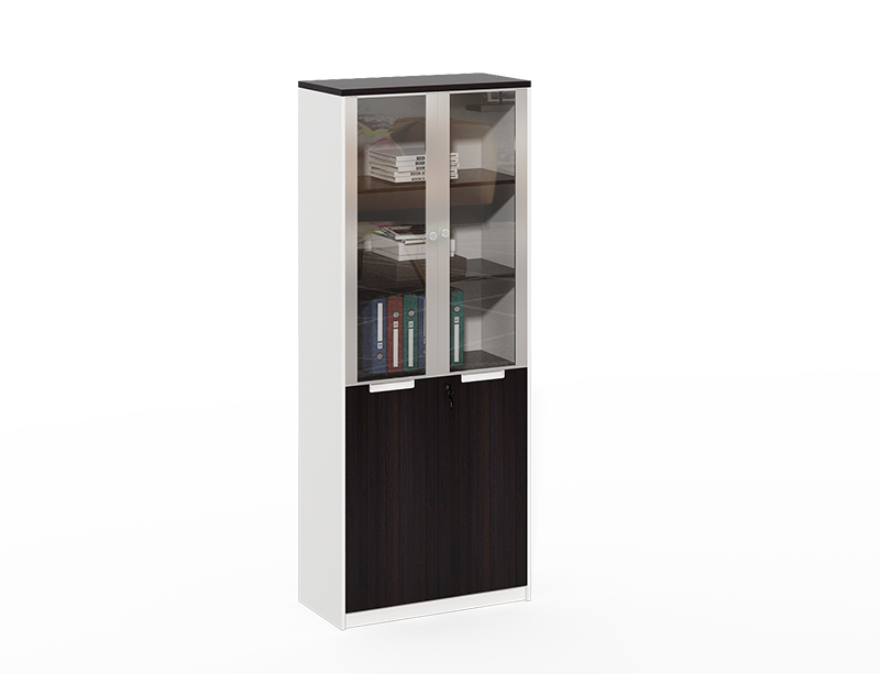 Wood lateral assembled Aluminum frame with 2 glass door file cabinet CF-DF0820E