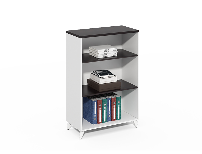 China Manufacturer 3 layer low wide small black bookshelf