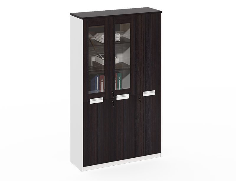  2 glass doors black office cabinet